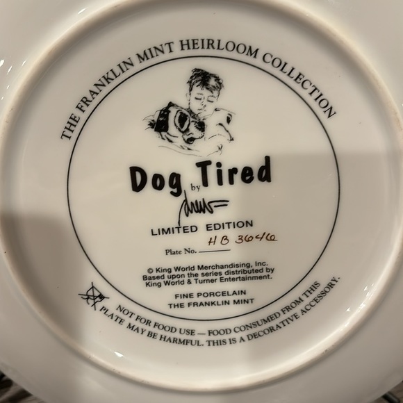 {Franklin Mint} Little Rascal Decorative Plate, "Dog Tired" Limited Edition - Picture 4 of 4